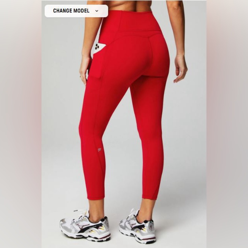 NWT- Fabletics PureLuxe High-Waisted Pocket 7/8 Leggings -HEATED RED (24”) new ! - Picture 9 of 11